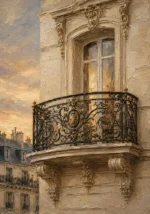 Gilded Balcony Parisian Architecture Wall Art Canvas Print