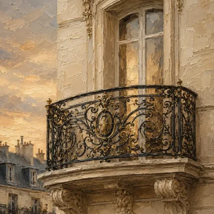 Gilded Balcony Parisian Architecture Wall Art Canvas Print