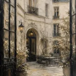 Paris Courtyard Parisian Architecture Wall Art Canvas Print