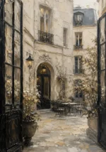 Paris Courtyard Parisian Architecture Wall Art Canvas Print