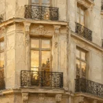Golden Window Parisian Architecture Wall Art Canvas Print