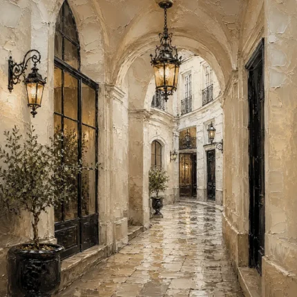 Lantern Passage Parisian Architecture Wall Art Canvas Print