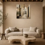 Lantern Passage Parisian Architecture Wall Art Canvas Print presented in a sophisticated home setting