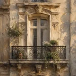 Botanical Balcony Parisian Architecture Wall Art Canvas Print
