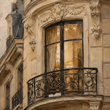 Ornate Window Parisian Architecture Wall Art Canvas Print