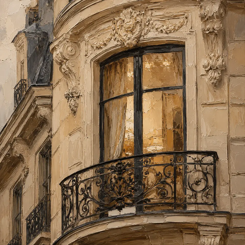 Ornate Window Parisian Architecture Wall Art Canvas Print
