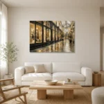Covered Passage Parisian Architecture Wall Art Canvas Print styled in a refined neutral interior