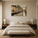 Covered Passage Parisian Architecture Wall Art Canvas Print showcased in an elegant minimalist interior