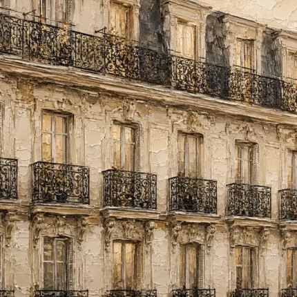 Haussmann Balcony Row Parisian Architecture Wall Art Canvas Print