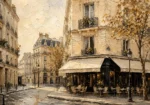 Paris Café Corner Parisian Architecture Wall Art Canvas Print