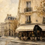 Paris Café Corner Parisian Architecture Wall Art Canvas Print