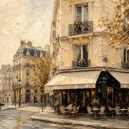 Paris Café Corner Parisian Architecture Wall Art Canvas Print