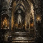 Candlelit Chapel Gothic Architecture Wall Art Canvas Print