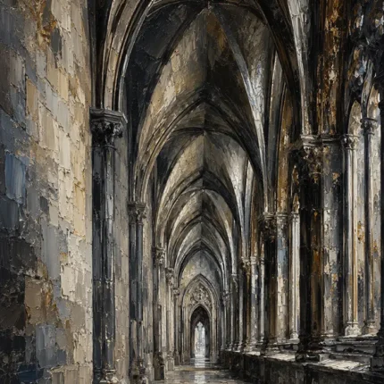 Vaulted Corridor Gothic Architecture Wall Art Canvas Print