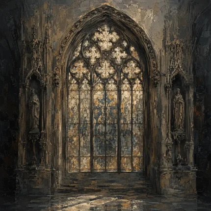 Stained Glass Sanctuary Gothic Architecture Wall Art Canvas Print