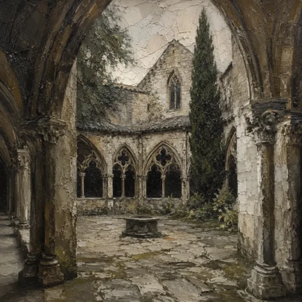 Cloister Courtyard Gothic Architecture Wall Art Canvas Print