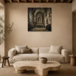 Sanctuary Altar Gothic Architecture Wall Art Canvas Print presented in a sophisticated home setting
