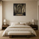 Sanctuary Altar Gothic Architecture Wall Art Canvas Print showcased in an elegant minimalist interior
