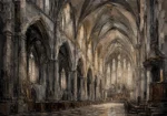 Grand Nave Gothic Architecture Wall Art Canvas Print