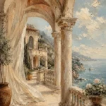 Coastal Loggia Mediterranean Architecture Wall Art Canvas Print