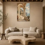 Coastal Loggia Mediterranean Architecture Wall Art Canvas Print presented in a sophisticated home setting
