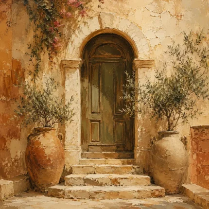 Olive Doorway Mediterranean Architecture Wall Art Canvas Print