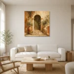 Olive Doorway Mediterranean Architecture Wall Art Canvas Print styled in a refined neutral interior
