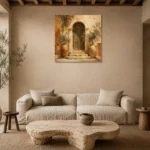 Olive Doorway Mediterranean Architecture Wall Art Canvas Print presented in a sophisticated home setting