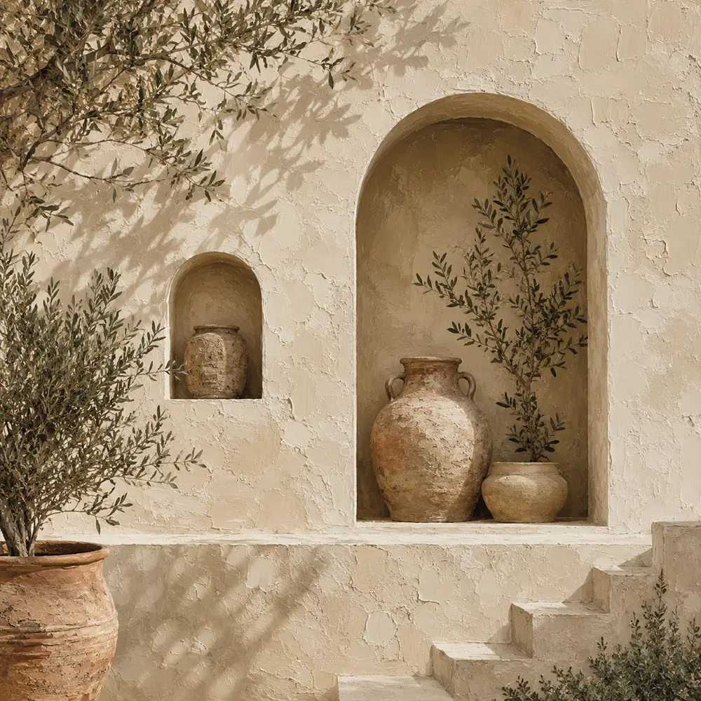 Olive Niche Mediterranean Architecture Wall Art Canvas Print