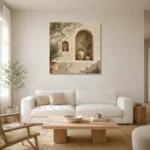 Olive Niche Mediterranean Architecture Wall Art Canvas Print styled in a refined neutral interior