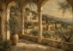 Olive Vista Mediterranean Architecture Wall Art Canvas Print