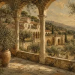 Olive Vista Mediterranean Architecture Wall Art Canvas Print