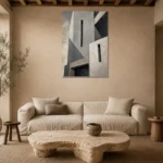 Geometric Concrete Modern Architecture Wall Art Canvas Print presented in a sophisticated home setting