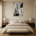 Geometric Concrete Modern Architecture Wall Art Canvas Print showcased in an elegant minimalist interior