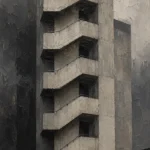 Concrete Stairwell Modern Architecture Wall Art Canvas Print