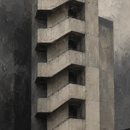Concrete Stairwell Modern Architecture Wall Art Canvas Print