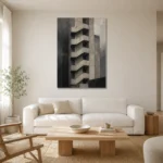 Concrete Stairwell Modern Architecture Wall Art Canvas Print styled in a refined neutral interior
