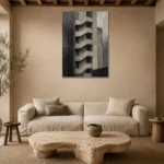 Concrete Stairwell Modern Architecture Wall Art Canvas Print presented in a sophisticated home setting