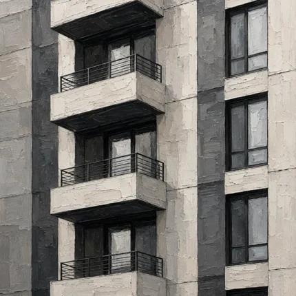 Stacked Balcony Modern Architecture Wall Art Canvas Print