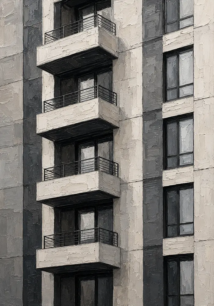 Stacked Balcony Modern Architecture Wall Art Canvas Print