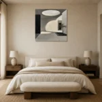 Oculus Courtyard Modern Architecture Wall Art Canvas Print showcased in an elegant minimalist interior