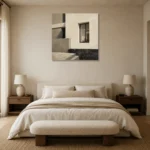 Ivory Facade Modern Architecture Wall Art Canvas Print showcased in an elegant minimalist interior