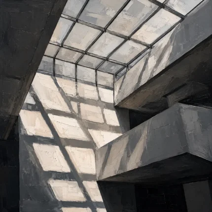 Skylight Grid Modern Architecture Wall Art Canvas Print