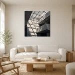 Skylight Grid Modern Architecture Wall Art Canvas Print styled in a refined neutral interior