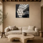 Skylight Grid Modern Architecture Wall Art Canvas Print presented in a sophisticated home setting