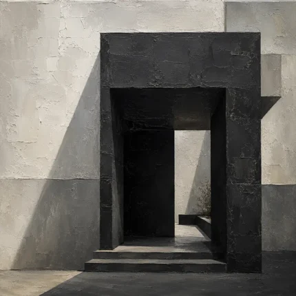 Black Portal Modern Architecture Wall Art Canvas Print