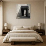 Black Portal Modern Architecture Wall Art Canvas Print showcased in an elegant minimalist interior