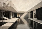 Reflective Villa Modern Architecture Wall Art Canvas Print
