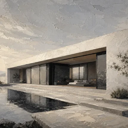 Mountain Villa Modern Architecture Wall Art Canvas Print