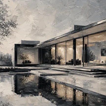 Glass Pavilion Modern Architecture Wall Art Canvas Print